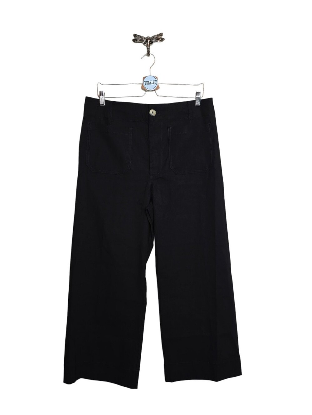 Maeve The Colette Pants Black Wide Leg Cropped High Rise Size 33 Magic Fabric - Picture 2 of 14